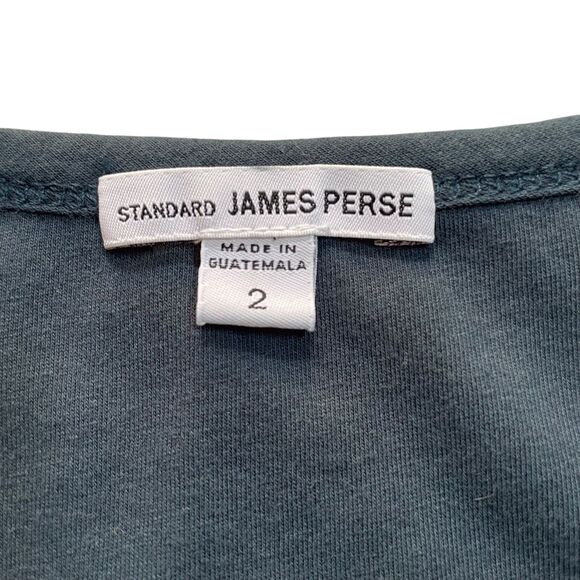 JAMES PERSE Double Shirred Skinny Dress Size 2 Medium Green 3/4 Sleeve EUC - Picture 3 of 16